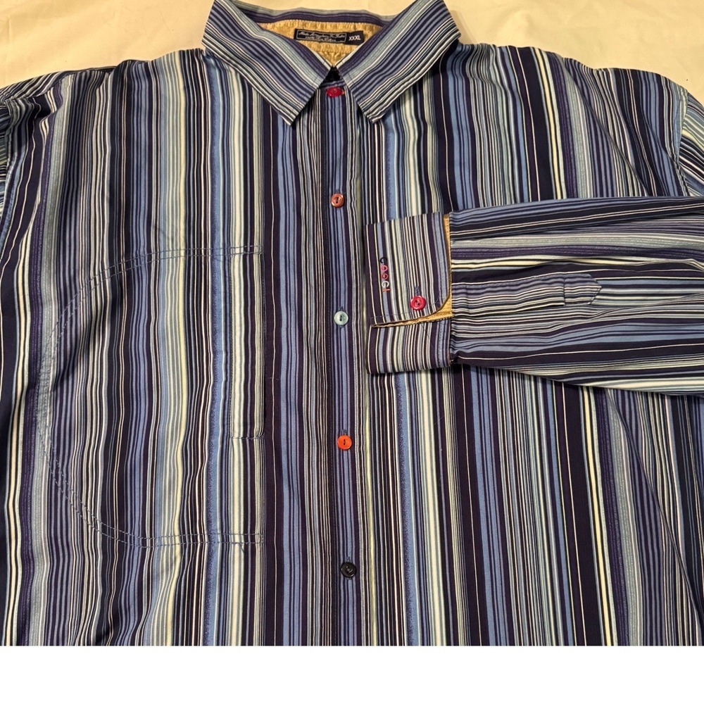 COOGI Mens Long Sleeve Striped Button Up Shirt XXXL Streetwear Designer Party